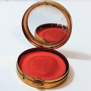 Vintage HELENA RUBINSTEIN Gold Metal MIRROR Compact Removable Cheek Rouge Used
